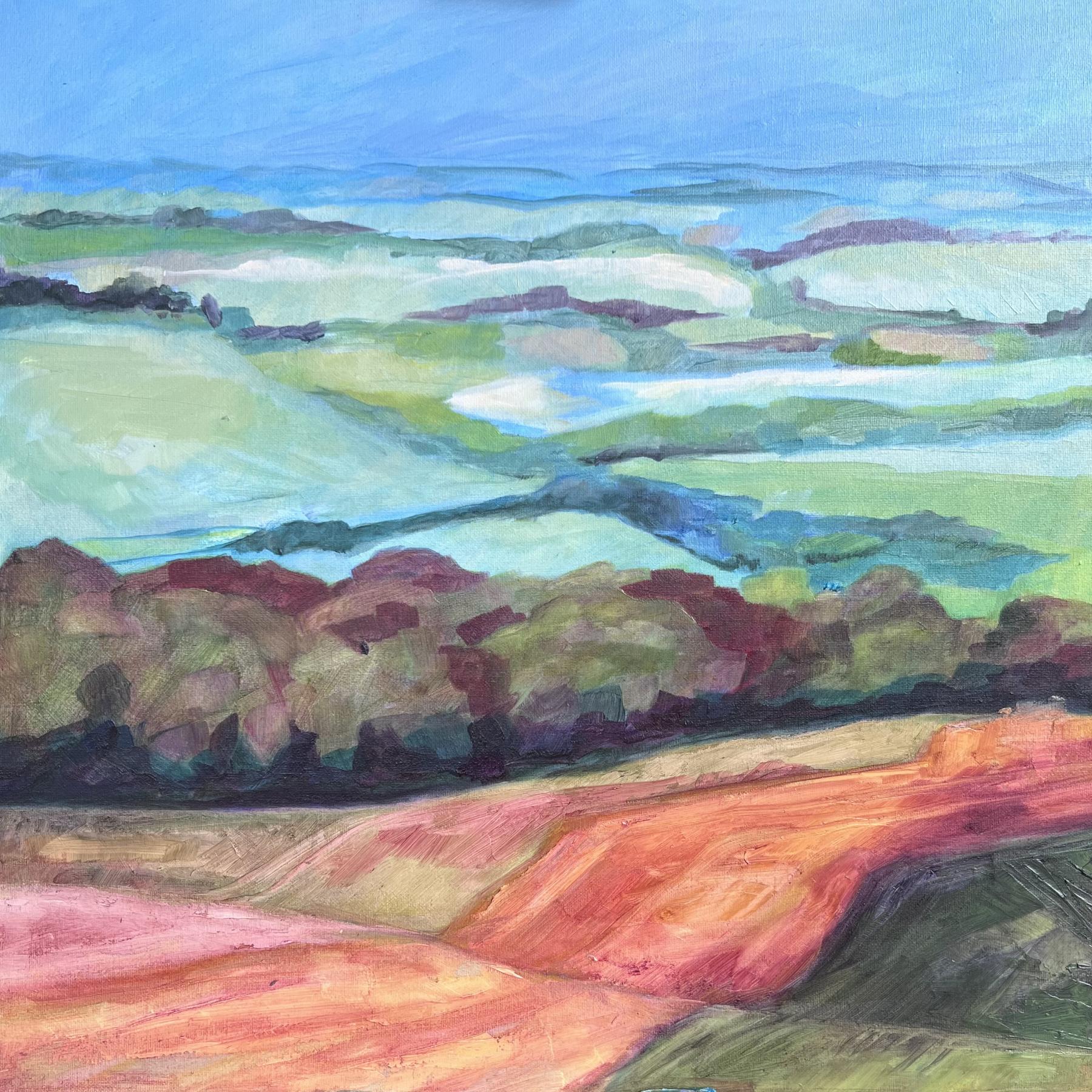 Hertfordshire Landscape. 2024 Oil on Stretched Canvas. 40 x 40 cm